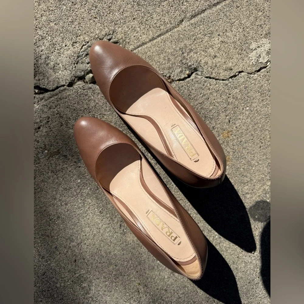 Prada mocha heels.